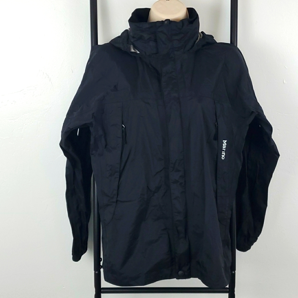 Marmot black windbreaker jacket zipper hoodie kids size XL